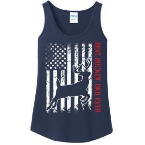 Best Buckin Dad Ever American Flag Deer Hunting Ladies Essential Tank