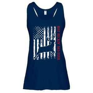 Best Buckin Dad Ever American Flag Deer Hunting Ladies Essential Flowy Tank