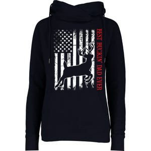 Best Buckin Dad Ever American Flag Deer Hunting Womens Funnel Neck Pullover Hood