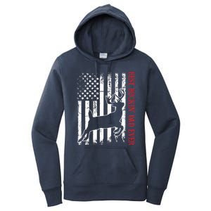 Best Buckin Dad Ever American Flag Deer Hunting Women's Pullover Hoodie