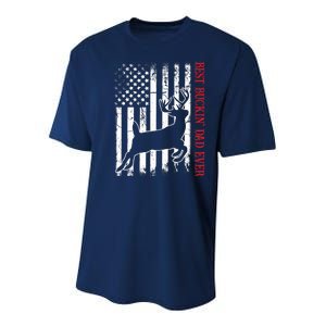 Best Buckin Dad Ever American Flag Deer Hunting Youth Performance Sprint T-Shirt