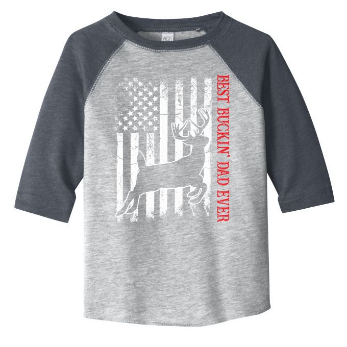 Best Buckin Dad Ever American Flag Deer Hunting Toddler Fine Jersey T-Shirt