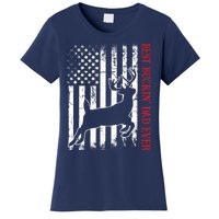 Best Buckin Dad Ever American Flag Deer Hunting Women's T-Shirt