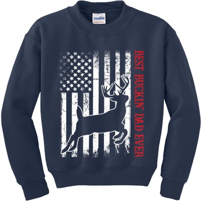Best Buckin Dad Ever American Flag Deer Hunting Kids Sweatshirt