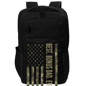 Best Bonus Dad Ever With Us American Flag Camo Fathers Day Funny Gift Impact Tech Backpack