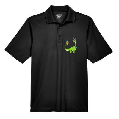 Brontosaurus Bunny Ears Egg Easter Day Dinosaur Dino Men's Origin Performance Piqué Polo