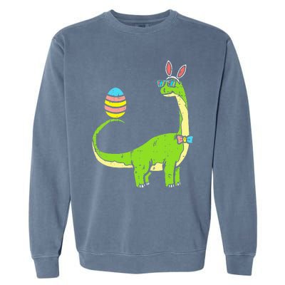 Brontosaurus Bunny Ears Egg Easter Day Dinosaur Dino Garment-Dyed Sweatshirt