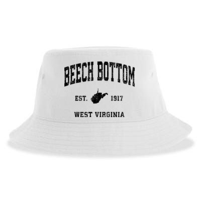 Beech Bottom Est 1917 West Virginia Wv Vintage Athletic Sports Sustainable Bucket Hat