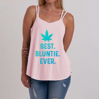 Best Bluntie Ever Funny Stoner Aunt Auntie Marijuana Weed Great Gift Women's Strappy Tank