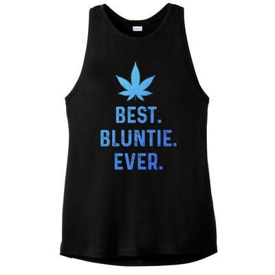 Best Bluntie Ever Funny Stoner Aunt Auntie Marijuana Weed Great Gift Ladies PosiCharge Tri-Blend Wicking Tank