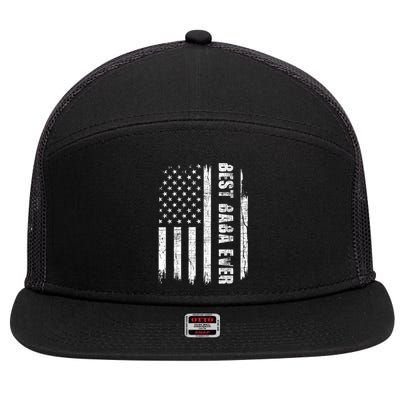 Best Baba Ever USA American Flag Grandfather Fathers Day 7 Panel Mesh Trucker Snapback Hat