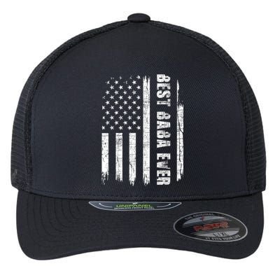 Best Baba Ever USA American Flag Grandfather Fathers Day Flexfit Unipanel Trucker Cap