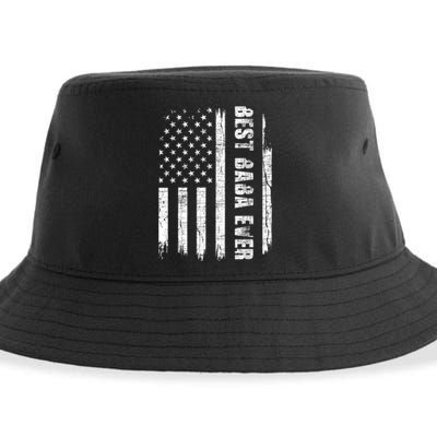 Best Baba Ever USA American Flag Grandfather Fathers Day Sustainable Bucket Hat