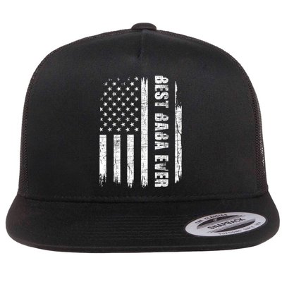 Best Baba Ever USA American Flag Grandfather Fathers Day Flat Bill Trucker Hat