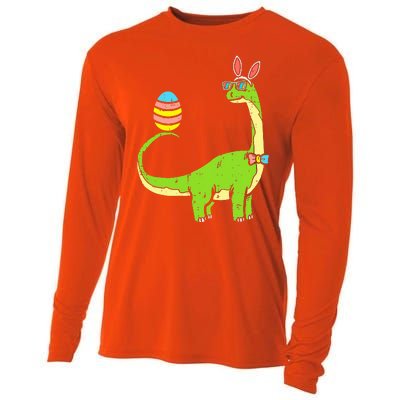 Brontosaurus Bunny Ears Egg Easter Day Dinosaur Dino Cooling Performance Long Sleeve Crew