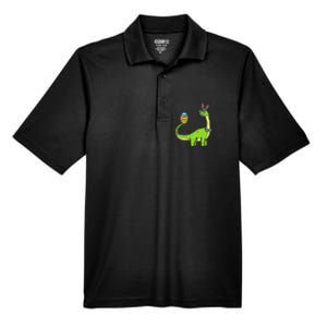 Brontosaurus Bunny Ears Egg Easter Day Dinosaur Dino Men's Origin Performance Piqué Polo