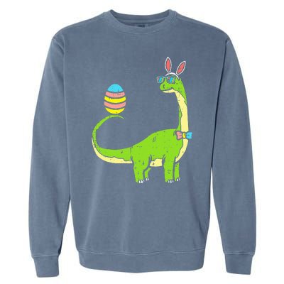 Brontosaurus Bunny Ears Egg Easter Day Dinosaur Dino Garment-Dyed Sweatshirt