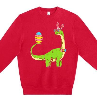 Brontosaurus Bunny Ears Egg Easter Day Dinosaur Dino Premium Crewneck Sweatshirt