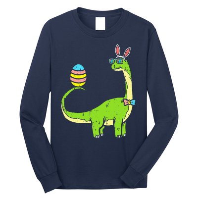 Brontosaurus Bunny Ears Egg Easter Day Dinosaur Dino Long Sleeve Shirt