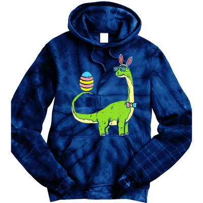 Brontosaurus Bunny Ears Egg Easter Day Dinosaur Dino Tie Dye Hoodie