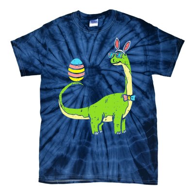 Brontosaurus Bunny Ears Egg Easter Day Dinosaur Dino Tie-Dye T-Shirt