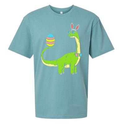 Brontosaurus Bunny Ears Egg Easter Day Dinosaur Dino Sueded Cloud Jersey T-Shirt