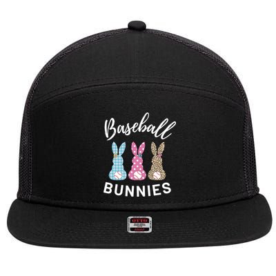 Baseball Bunnies Easter Bunny Mom Funny Gift 7 Panel Mesh Trucker Snapback Hat