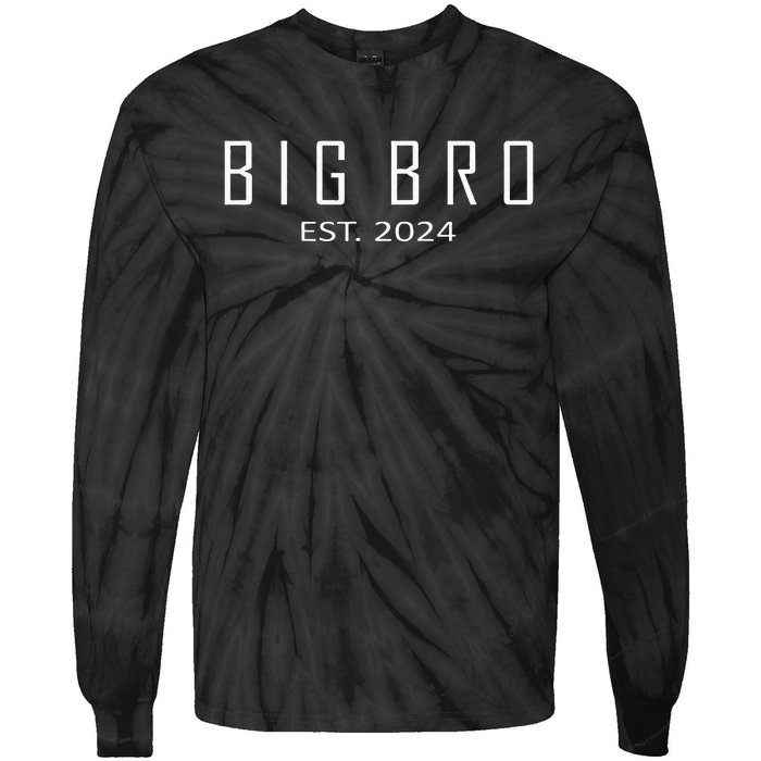 Big Bro Est 2024 Funny First Time Brother Promoted Tie-Dye Long Sleeve Shirt