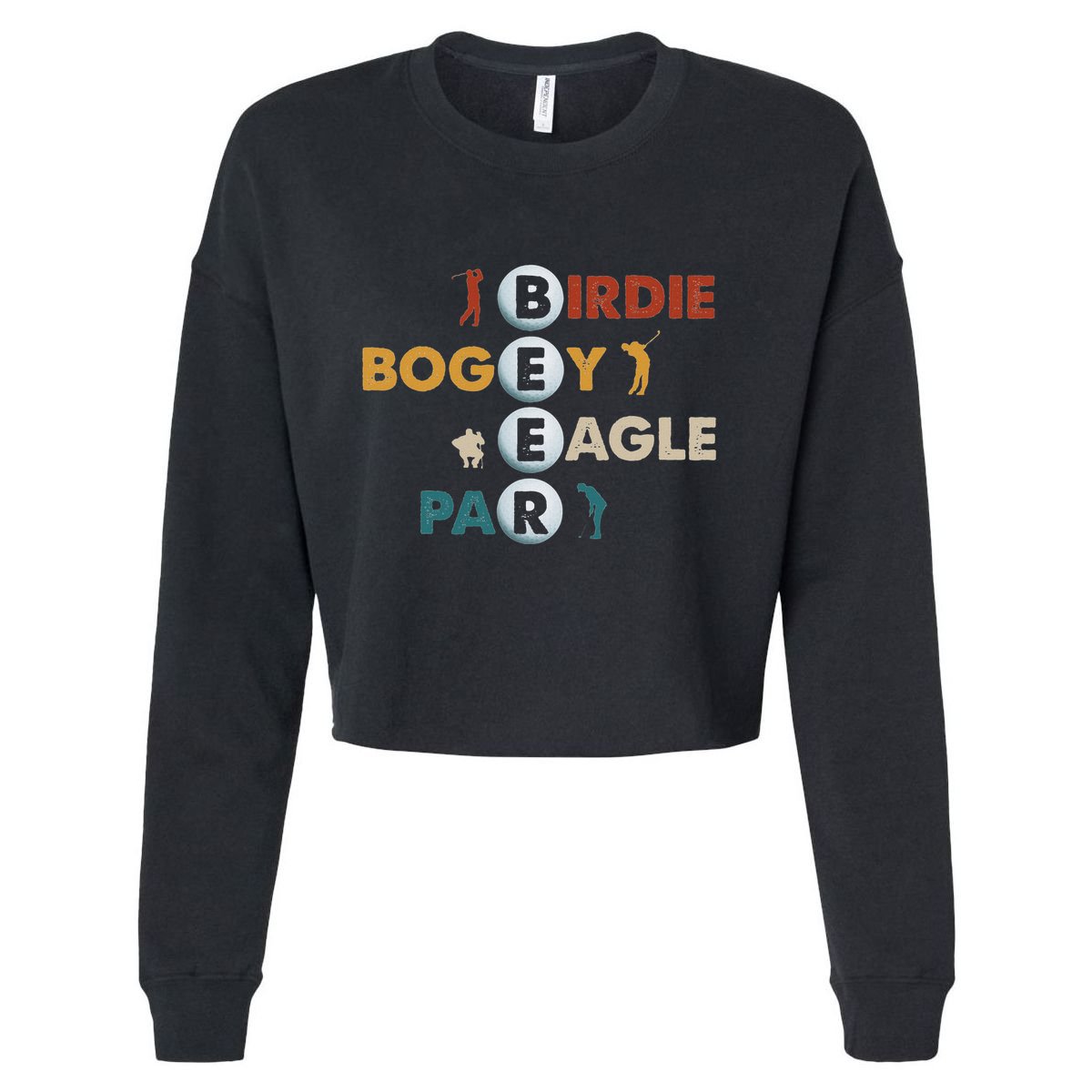 Birdie Bogey Eagle Par Beer Funny Golf Golfing Golfer Gift Cropped Pullover Crew