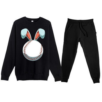 Baseball Bunny Easter Holiday Sport Lover Premium Crewneck Sweatsuit Set