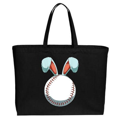 Baseball Bunny Easter Holiday Sport Lover Cotton Canvas Jumbo Tote