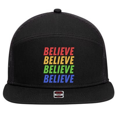 Believe 7 Panel Mesh Trucker Snapback Hat