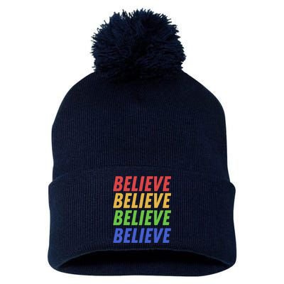 Believe Pom Pom 12in Knit Beanie