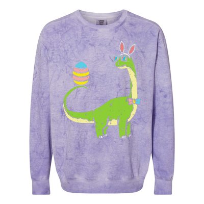 Brontosaurus Bunny Ears Egg Easter Day Dinosaur Dino Colorblast Crewneck Sweatshirt