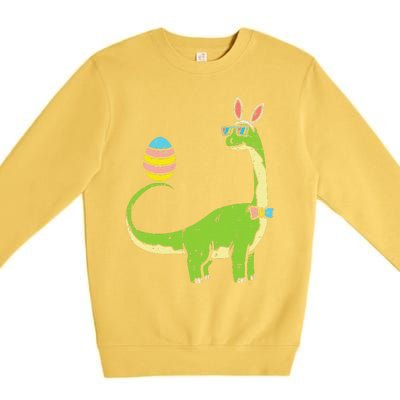 Brontosaurus Bunny Ears Egg Easter Day Dinosaur Dino Premium Crewneck Sweatshirt