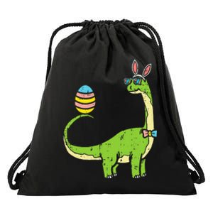 Brontosaurus Bunny Ears Egg Easter Day Dinosaur Dino Drawstring Bag