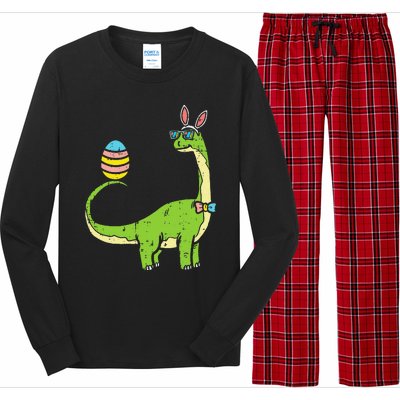 Brontosaurus Bunny Ears Egg Easter Day Dinosaur Dino Long Sleeve Pajama Set