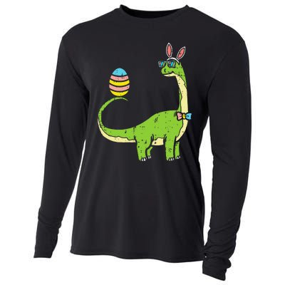 Brontosaurus Bunny Ears Egg Easter Day Dinosaur Dino Cooling Performance Long Sleeve Crew