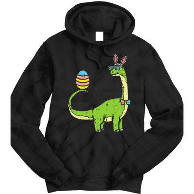 Brontosaurus Bunny Ears Egg Easter Day Dinosaur Dino Tie Dye Hoodie