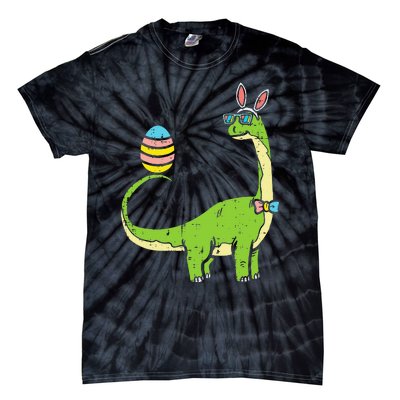 Brontosaurus Bunny Ears Egg Easter Day Dinosaur Dino Tie-Dye T-Shirt