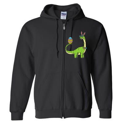 Brontosaurus Bunny Ears Egg Easter Day Dinosaur Dino Full Zip Hoodie