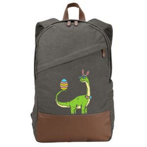 Brontosaurus Bunny Ears Egg Easter Day Dinosaur Dino Cotton Canvas Backpack