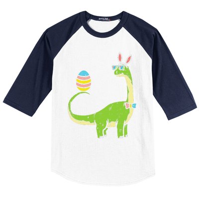 Brontosaurus Bunny Ears Egg Easter Day Dinosaur Dino Baseball Sleeve Shirt