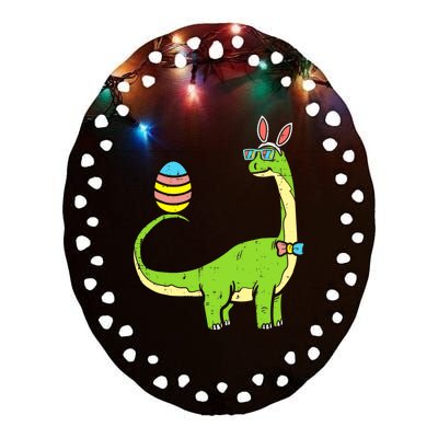 Brontosaurus Bunny Egg Easter Day Dinosaur Dino Boy Ceramic Oval Ornament