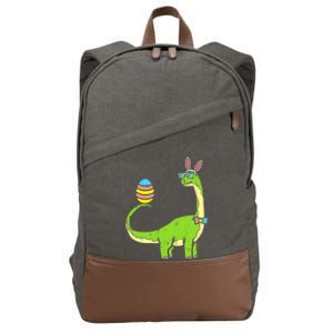 Brontosaurus Bunny Egg Easter Day Dinosaur Dino Boy Cotton Canvas Backpack