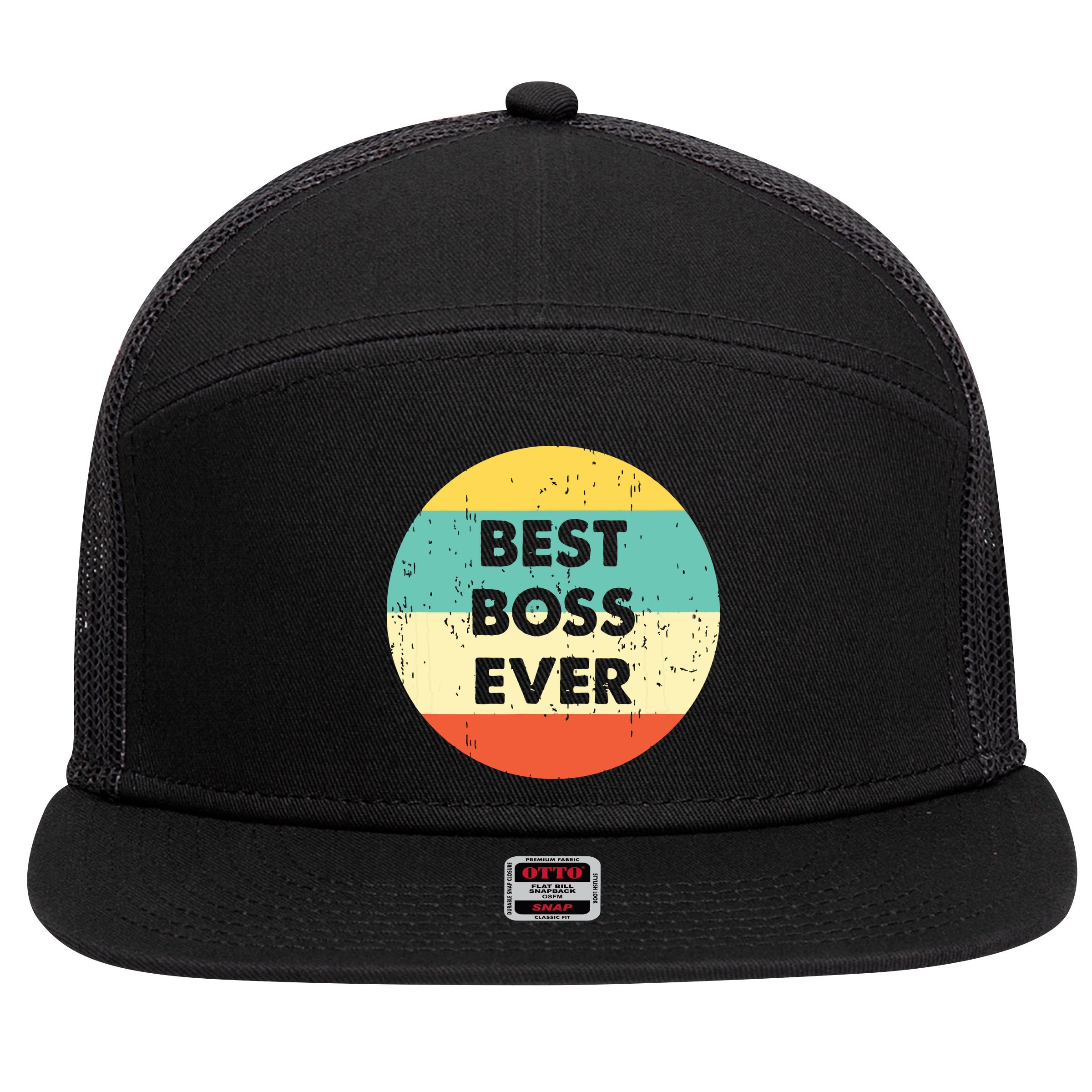 Best Boss Ever 7 Panel Mesh Trucker Snapback Hat