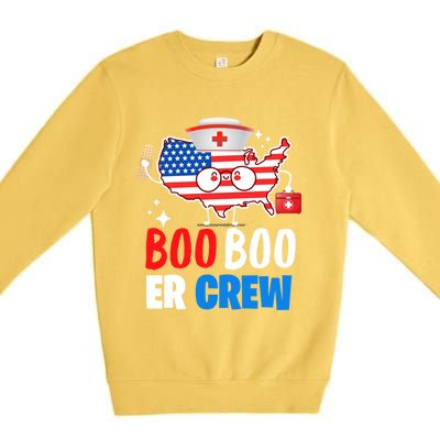 Boo Boo Er Crew American Flag Funny 4th Of July Usa Nurse Great Gift Premium Crewneck Sweatshirt