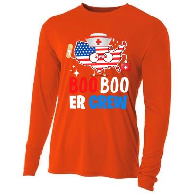 Boo Boo Er Crew American Flag Funny 4th Of July Usa Nurse Great Gift Cooling Performance Long Sleeve Crew