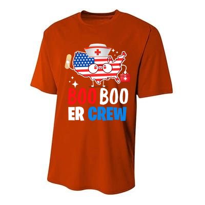 Boo Boo Er Crew American Flag Funny 4th Of July Usa Nurse Great Gift Performance Sprint T-Shirt