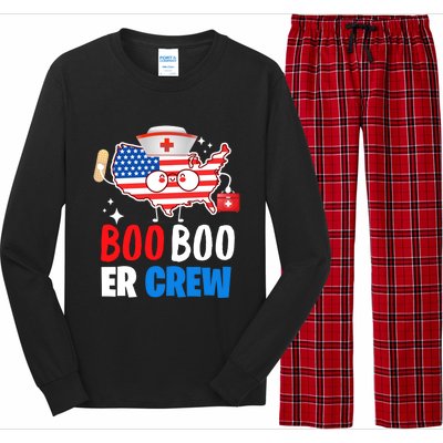 Boo Boo Er Crew American Flag Funny 4th Of July Usa Nurse Great Gift Long Sleeve Pajama Set